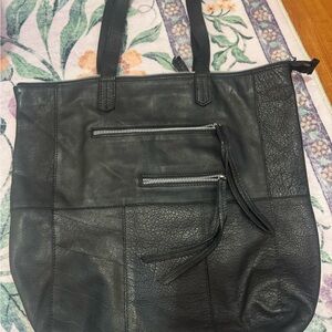 Black Leather Tote Bag